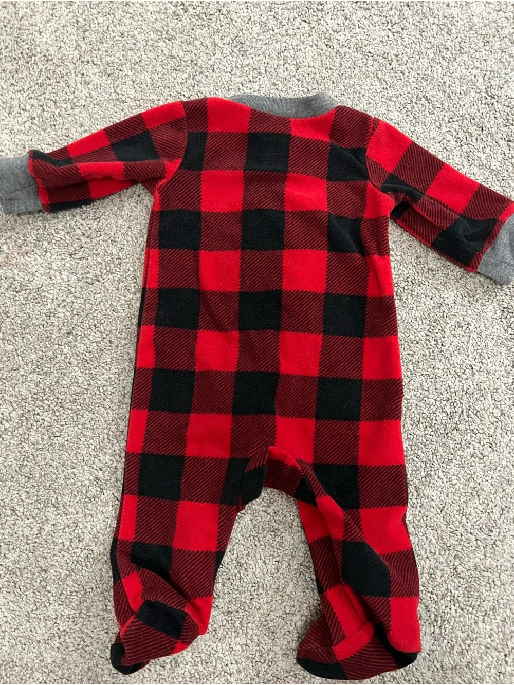 Carters Red & Black Buffalo Plaid Moose One-Piece Footed Pajamas Newborn
